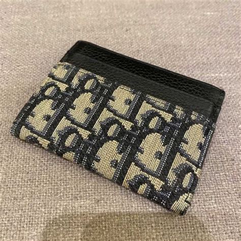 Vertical Compact Card Holder Black Dior Oblique Jacquard